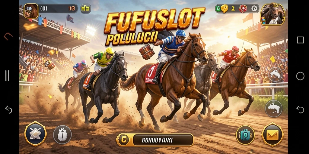 Screenshot menampilkan aksi balapan mendebarkan di FUFUSLOT.