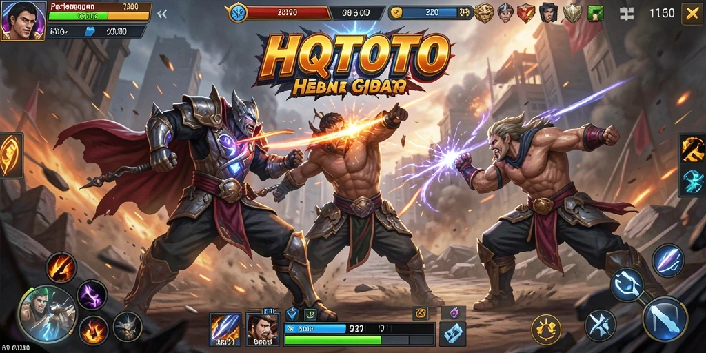 Gameplay HQTOTO menampilkan aksi pertempuran yang seru.