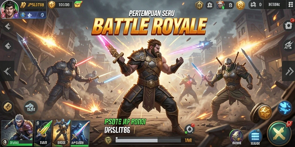 Tampilan gameplay seru dalam JPSLOT88 dengan pertempuran Battle Royale.
