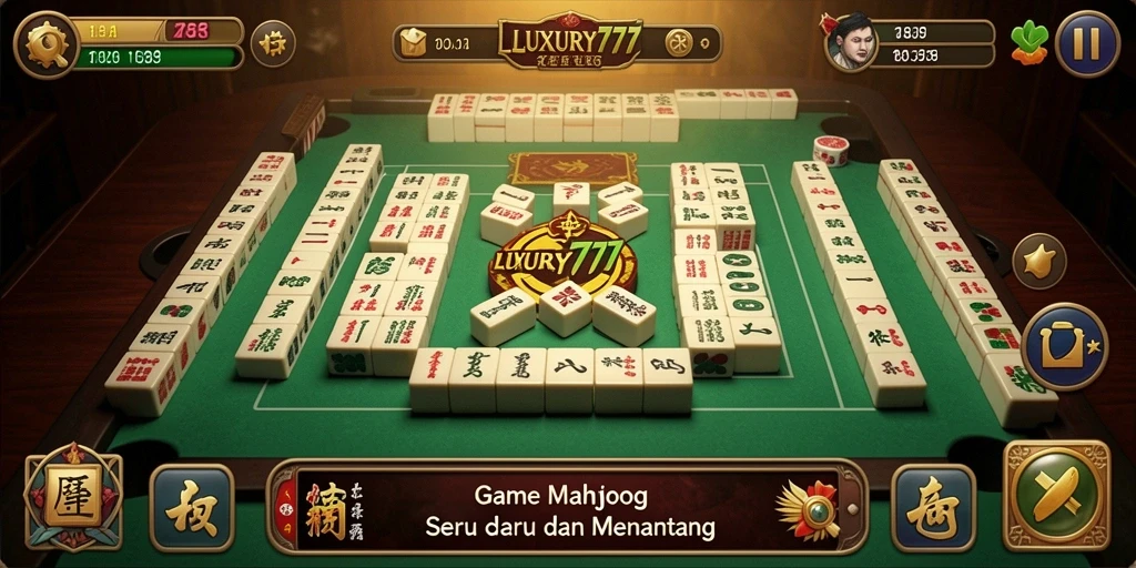 Screenshot utama LUXURY777 menampilkan gameplay seru Mahjong.