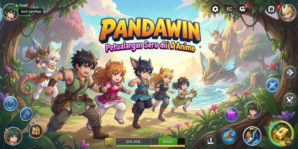 Tampilan gameplay seru dari PANDAWIN di dunia anime.