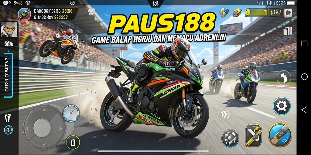 Screenshot menampilkan aksi balap motor yang mendebarkan.