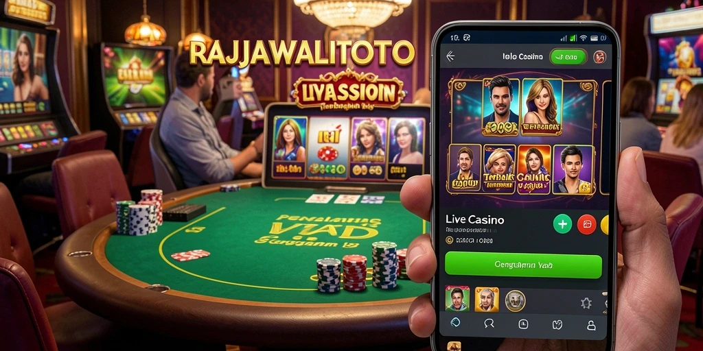 Tampilan gameplay langsung RAJAWALITOTO dalam suasana kasino yang menegangkan.