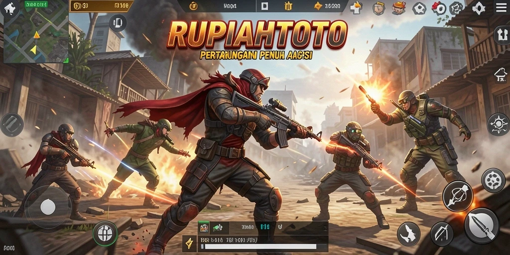 Gameplay mendebarkan dalam RUPIAHTOTO yang menampilkan aksi FPS.